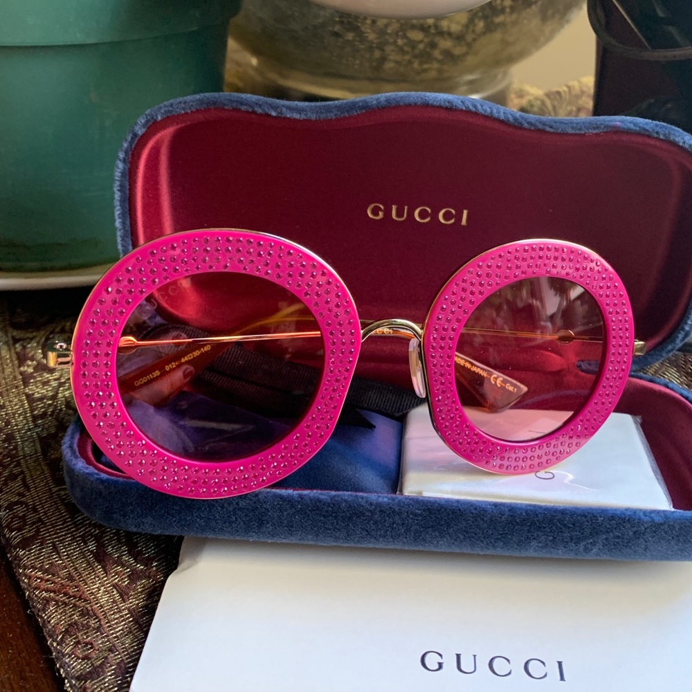 SOLD⛔️Authentic GUCCI 44 Round Crystals acetate/metal sunglasses - Picture 2 of 16